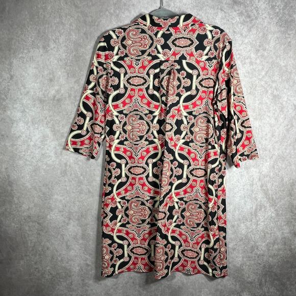 Jude Connally Shirt Dress Womens Large Black Red Floral Long Sleeves Button Up - Picture 4 of 8